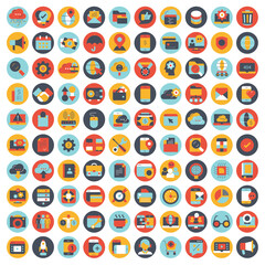 Business, management and technology icon set for websites and mobile applications. Flat vector illustration	
