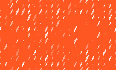 Seamless background pattern of evenly spaced white wristwatch symbols of different sizes and opacity. Vector illustration on deep orange background with stars