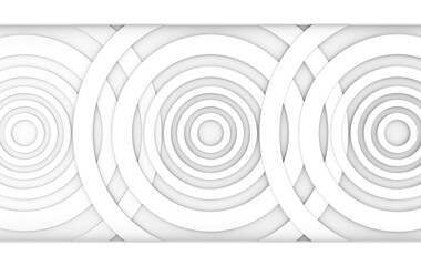 3d rendering. artistic white circle paper layer art wall for any design background.