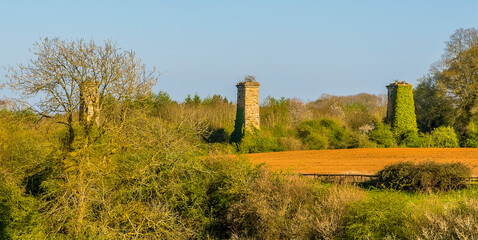 A view towards the remains of the railway viaduct on the outskirts of  Hook Norton, Oxfordshire, UK