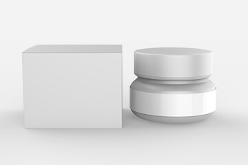 Cosmetic jar with packaging box mock up isolated on white background - 3d illustration