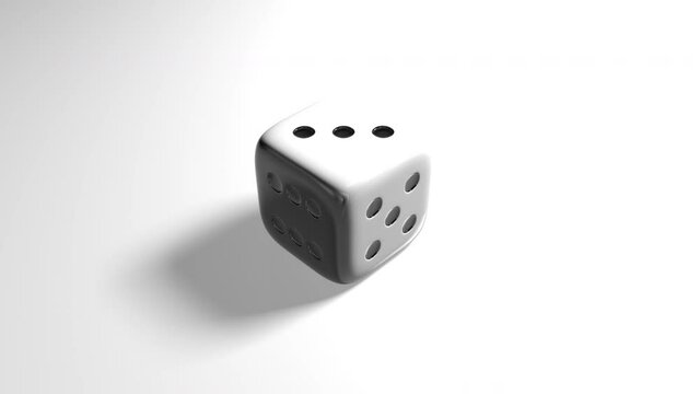  Rolling throw a white dice number 3 three game bet casino animation 3d