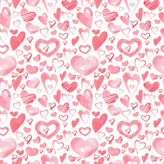 Vector seamless pattern with hearts. Background for Valentine's Day. Suitable for design, decor, postcards, books, invitations, paper, fabric, textiles, etc.
