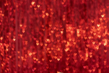 Shining heart shaped spots. Bokeh background. Decorative curtain in blur. Nice element for love and...