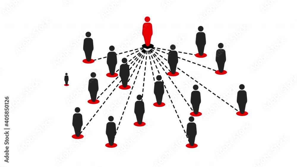 Wall mural organization diagram structure with dashed line animation on white background
