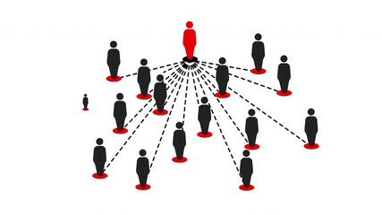 Organization Diagram Structure with dashed line Animation on White Background