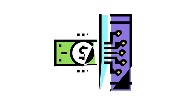 electonic money animated color icon. electonic money sign. isolated on white background