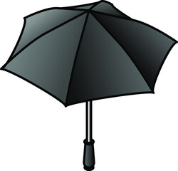An opened black umbrella.