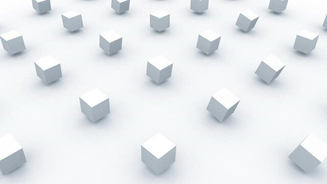 
Minimalist and modern white cubes geometric background animation 3d