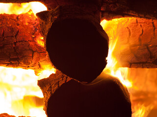 Lager Feuer, nah Aufnahme von Flammen, 