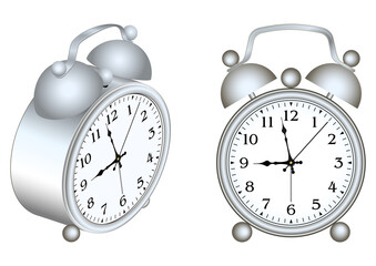 Isometric table alarm clock with arabic numerals. 3D render. Vector illustration.