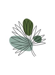 Abstract tropical leaf line art, Botanical art vector design, Foliage line art drawing with abstract shape, Perfect to use in branding, poster, prints, packaging, wall art, for social media