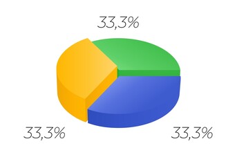 3d pie. Isometric cycle diagram for infographics. Vector chart can be used for graph.