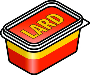 A plastic tub of animal lard/dripping for deep frying and baking.