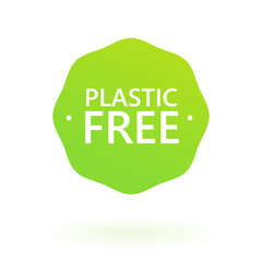 Green plastic free badge. Environment pollution. Template design.