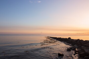 groyne on shore, burial at sea and funeral concept