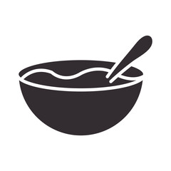 chef, bowl with spoon kitchen utensil silhouette style icon