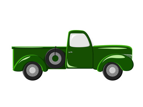 Green Agricultural farm car in flat style. Vector illustration EPS10