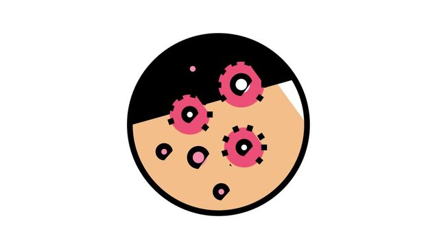 acne skin disease animated color icon. acne skin disease sign. isolated on white background