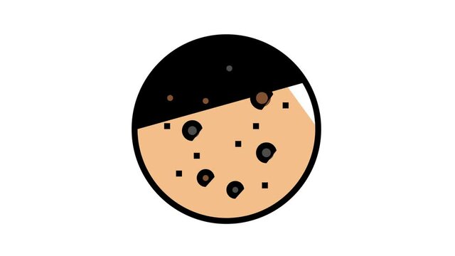 blackhead skin disease animated color icon. blackhead skin disease sign. isolated on white background
