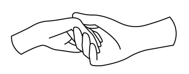 Vector illustration of human hands. Handshake. Love and wedding
