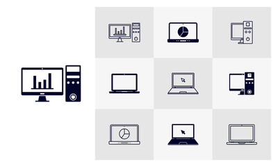 Set of Computer icon logo vector template, Education icon concepts, Creative design