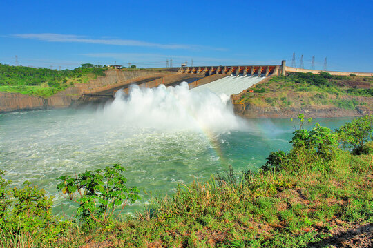 The Itaipu Dam  a hydroelectric dam on the Paraná River located on the border between Brazil and Paraguay