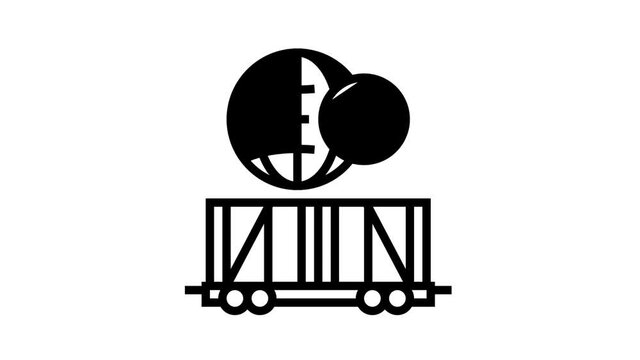 train transportation animated black icon. train transportation sign. isolated on white background