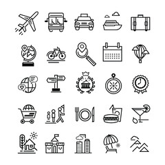 Traveling and transport icons for Web and Mobile App. Rounded Set 4.