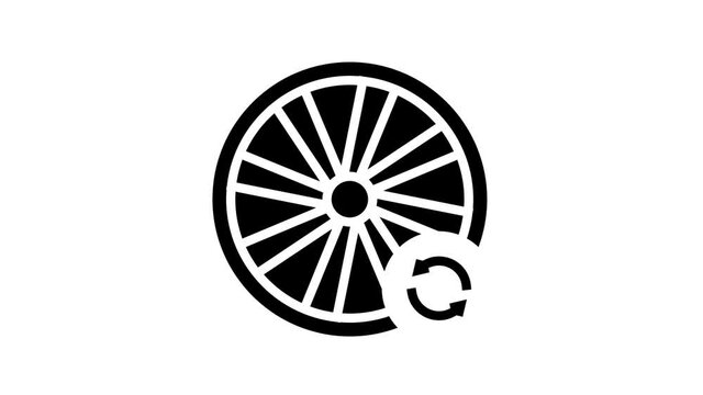 bicycle wheel alignment animated black icon. bicycle wheel alignment sign. isolated on white background