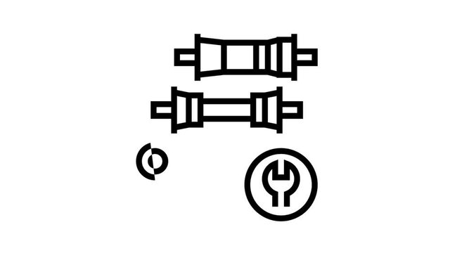 bottom bracket carriage elimination animated black icon. bottom bracket carriage elimination sign. isolated on white background