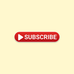 Subscribe button with red color for website and UI material