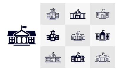 Set of University building icon logo vector template, Education icon concepts, Creative design
