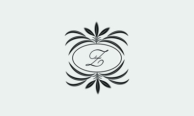 Vector logo design in trendy linear style. Floral monogram with the letter Z in the center or space for the text of the letter - an emblem for fashion, beauty and jewelry industry, business