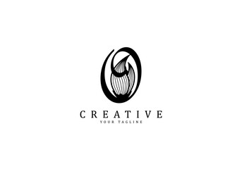 Letter O linked floral calligraphy, Design logo template