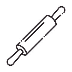 chef, roller pin kitchen utensil line style icon