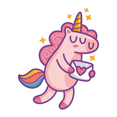 UNICORN 16Unicorn holding love letter doodle