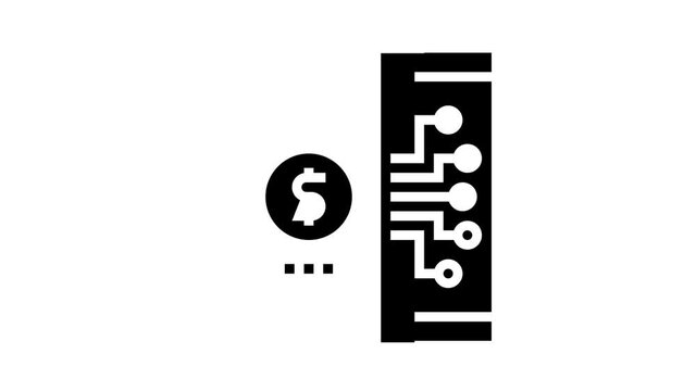 electonic money animated glyph icon. electonic money sign. isolated on white background