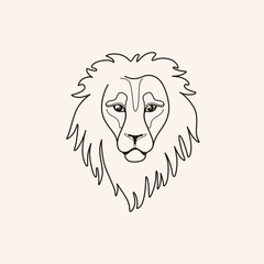Obraz na płótnie Canvas llustration of head of lion. Simple contour vector illustration for emblem, badge, insignia.
