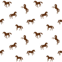 Obraz premium Simple seamless trendy animal pattern with silhouette of horse. Cartoon vector illustration.