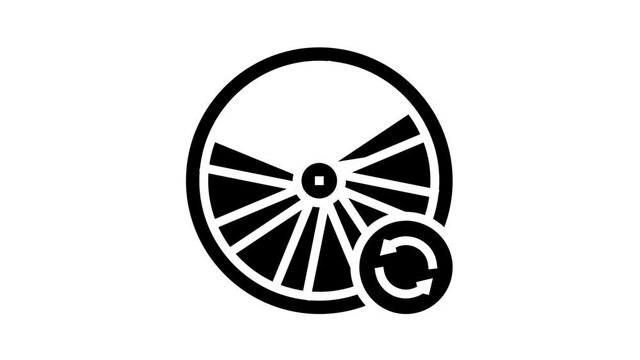 bicycle wheel alignment animated glyph icon. bicycle wheel alignment sign. isolated on white background