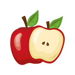red apple delicious fresh fruit nature icon vector illustration design
