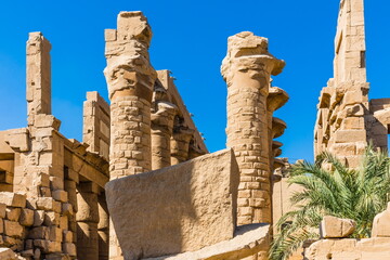 The Karnak Temple Complex, a vast mix of decayed temples, chapels, pylons, and other buildings in...