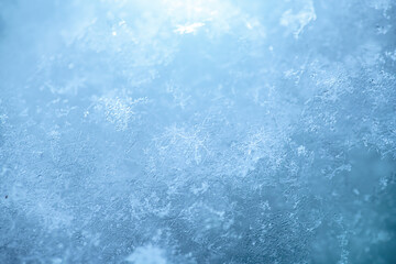 Macro background of fresh snowflake texture