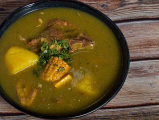 Traditional Colombian soup from the Valle del Cauca region called sancocho