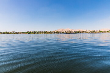 Nile River between Western and Eastern parts of ancient Luxor, Egypt