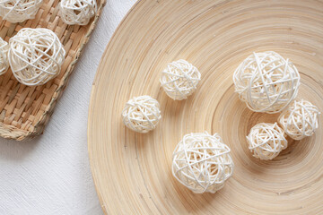 Decorative balls wicker from branches for decor and design.
