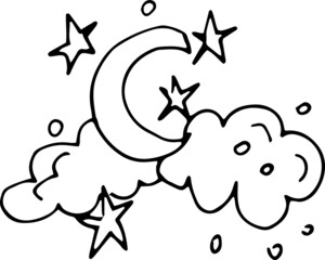 Boho style, Sun, moon, clouds, rain, rainbow. childrens illustrations. doodle graphics hand-drawn, vector. Print textile, vintage, sketch. Separate elements on a white background. Sun, moon, clouds, r