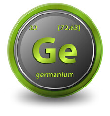 Germanium chemical element. Chemical symbol with atomic number and atomic mass.