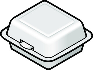 A square styrofoam takeaway container.
